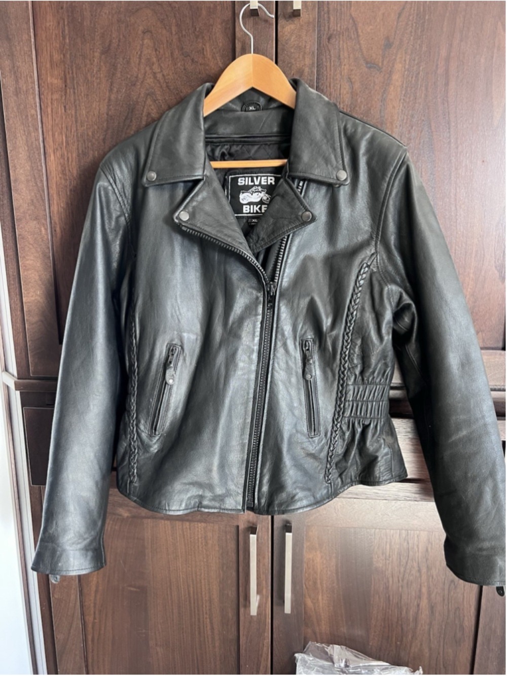 Silver Jeanswear Women's Black Leather Motorcycle Jacket